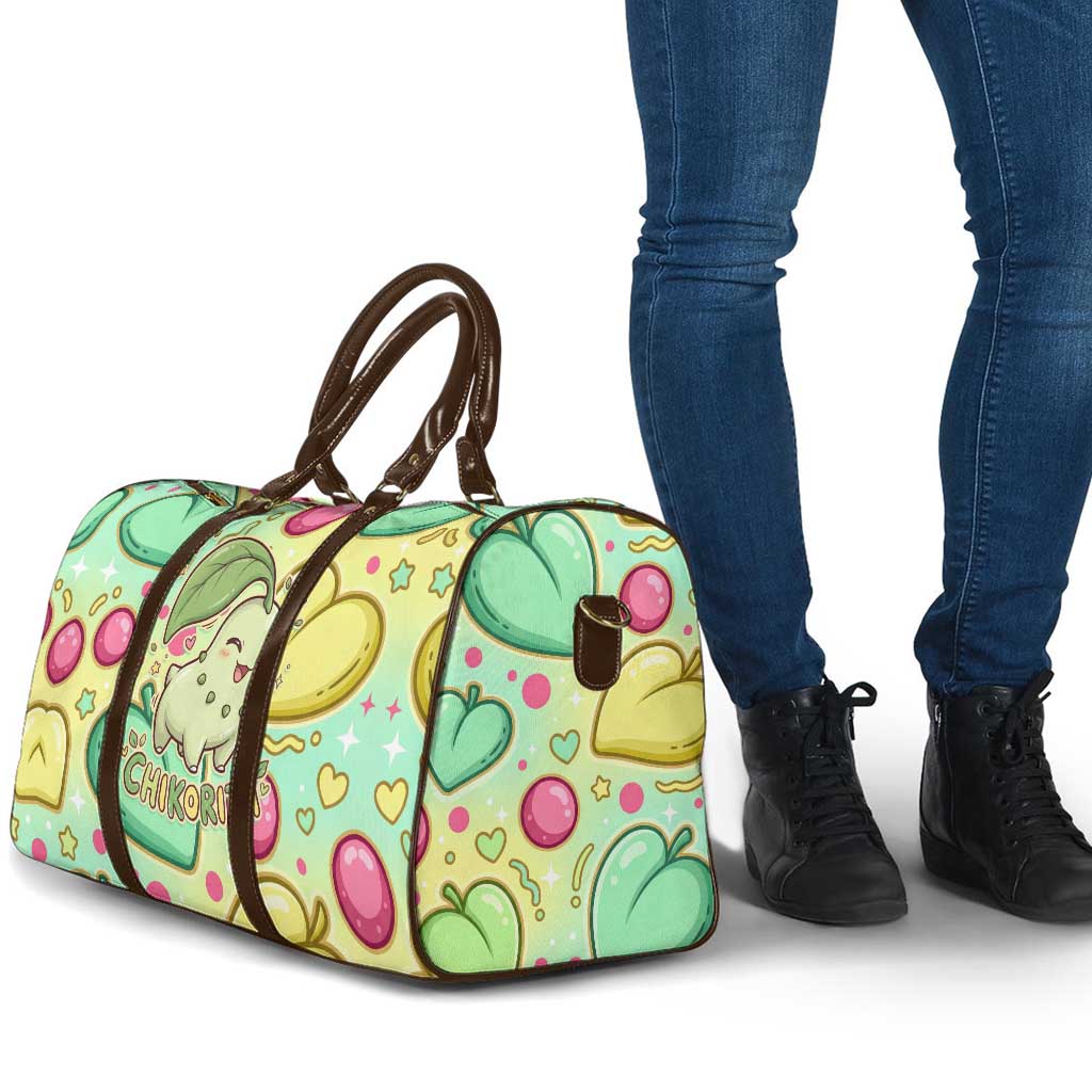 Chikorita Travel Bag Vibrant Pastel Leaf Pop Art