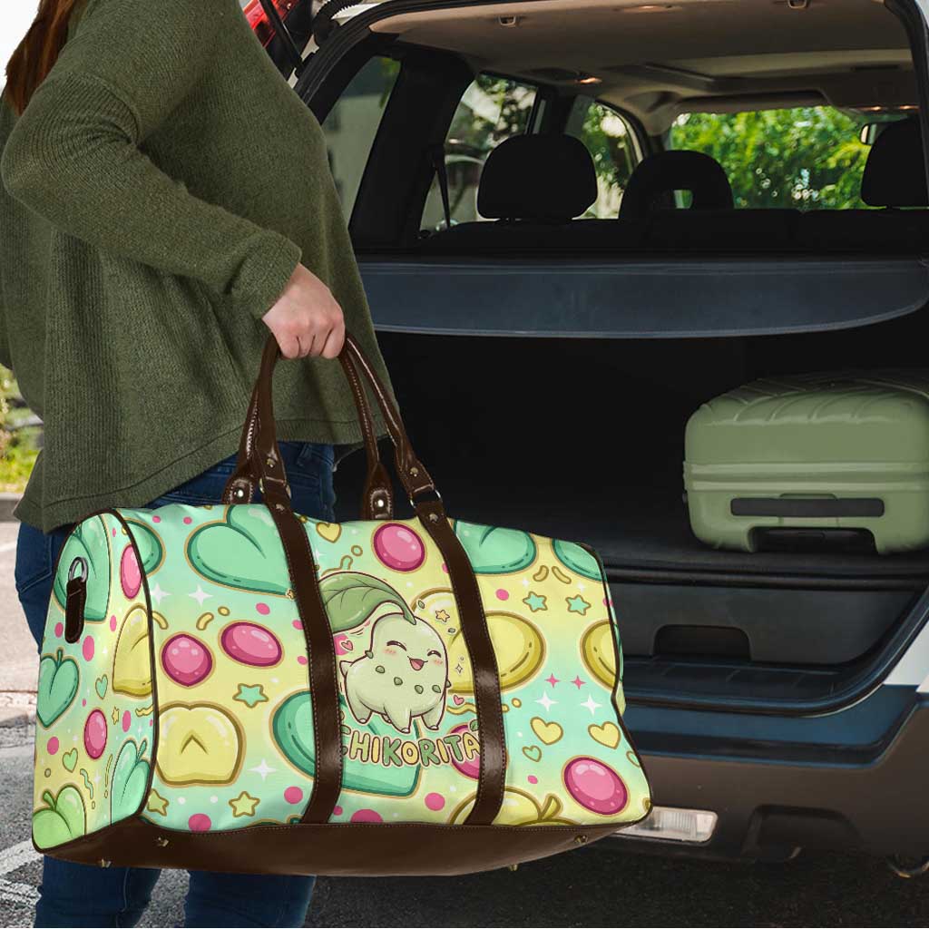 Chikorita Travel Bag Vibrant Pastel Leaf Pop Art