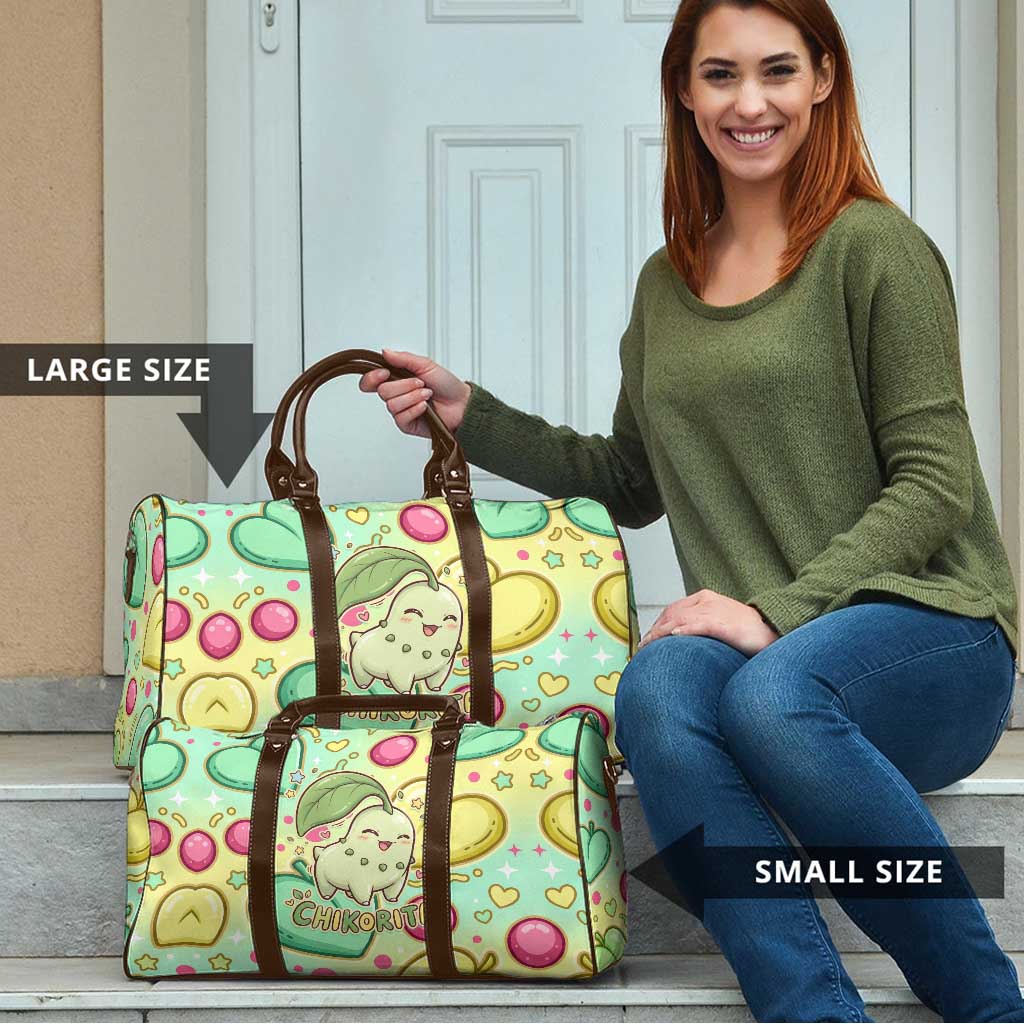 Chikorita Travel Bag Vibrant Pastel Leaf Pop Art