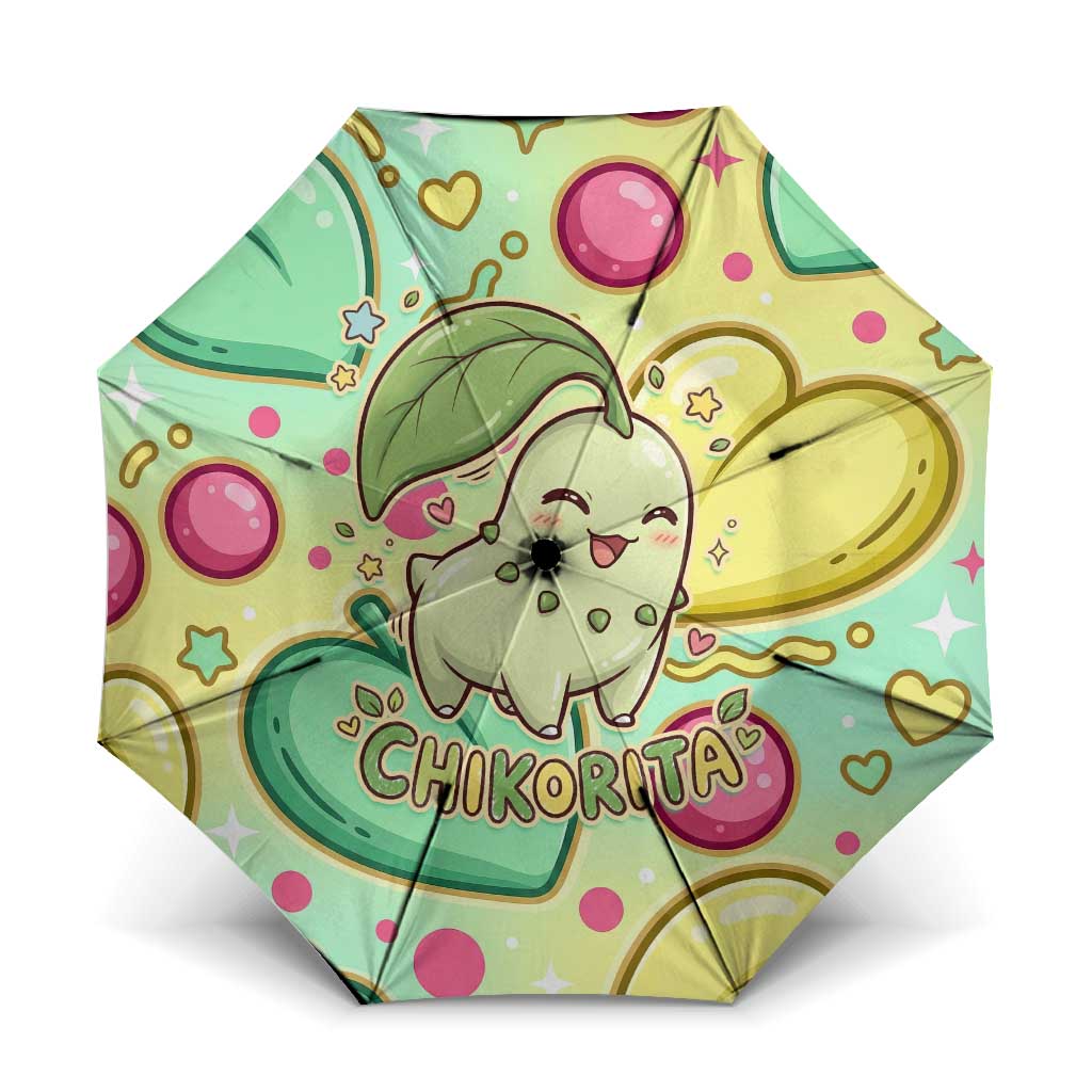 Chikorita Umbrella Vibrant Pastel Leaf Pop Art