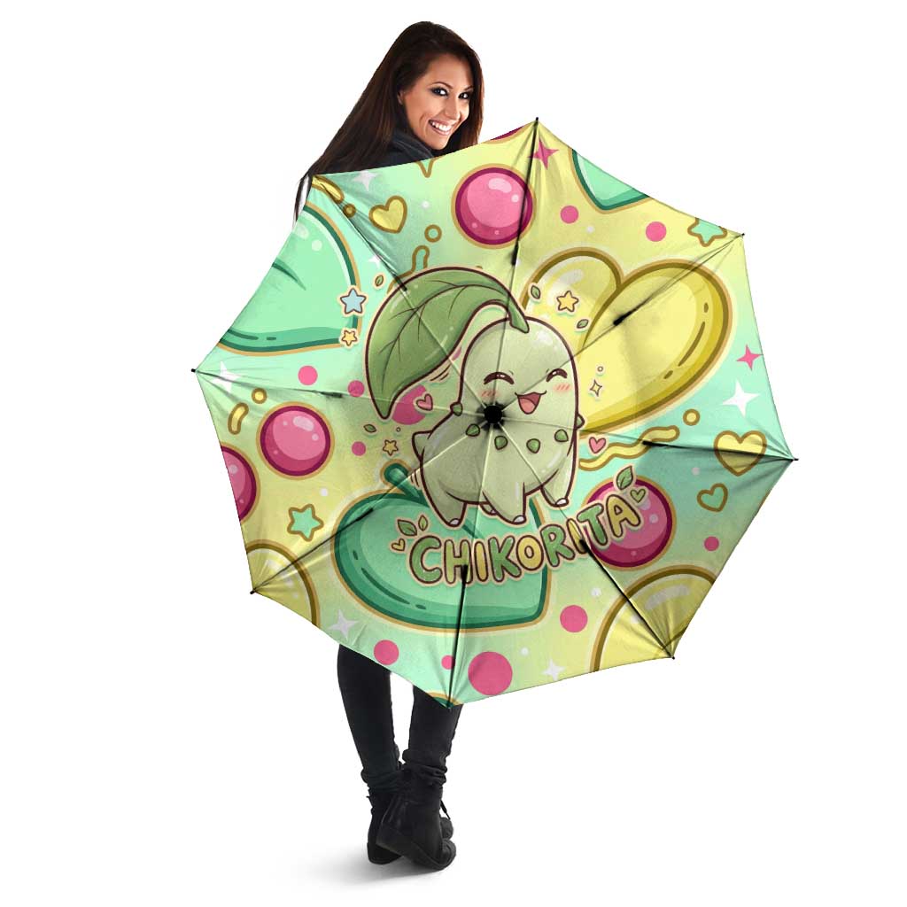 Chikorita Umbrella Vibrant Pastel Leaf Pop Art