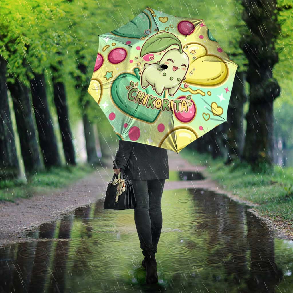 Chikorita Umbrella Vibrant Pastel Leaf Pop Art