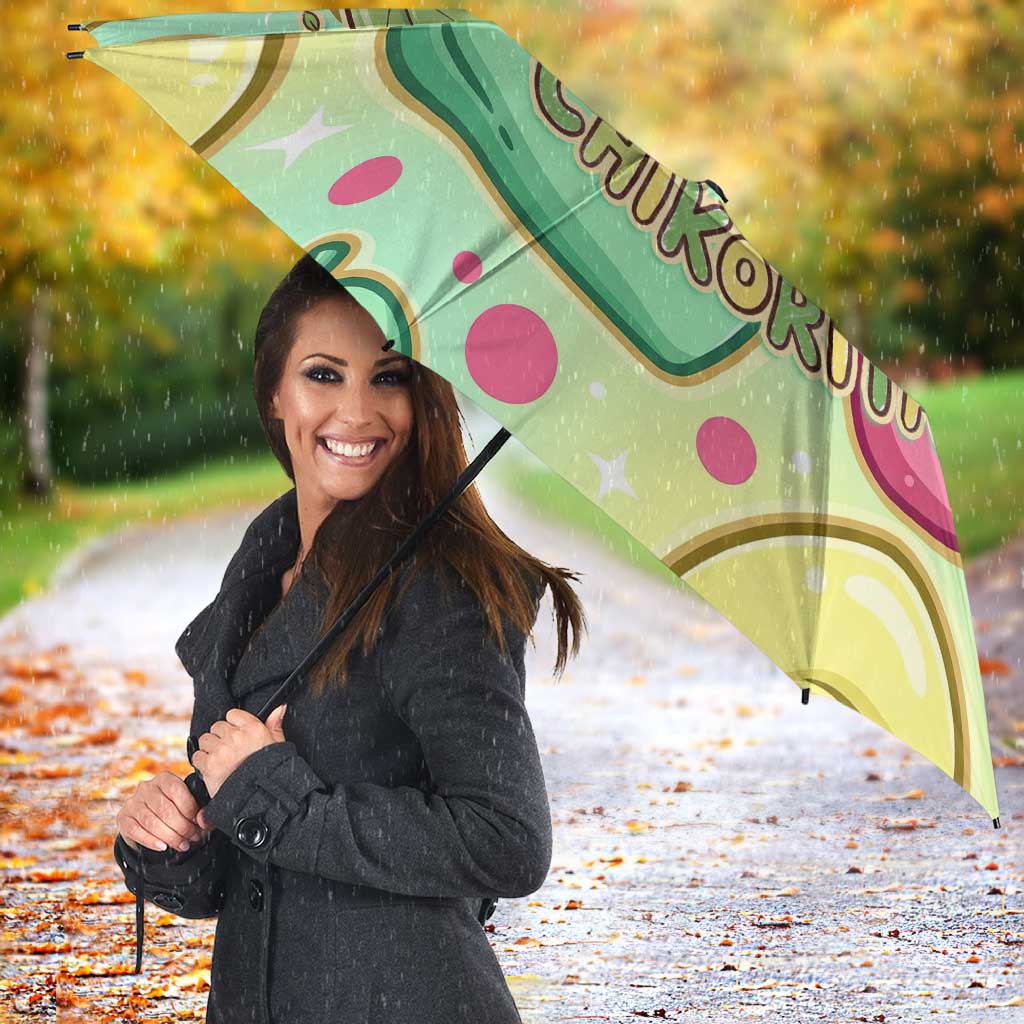 Chikorita Umbrella Vibrant Pastel Leaf Pop Art