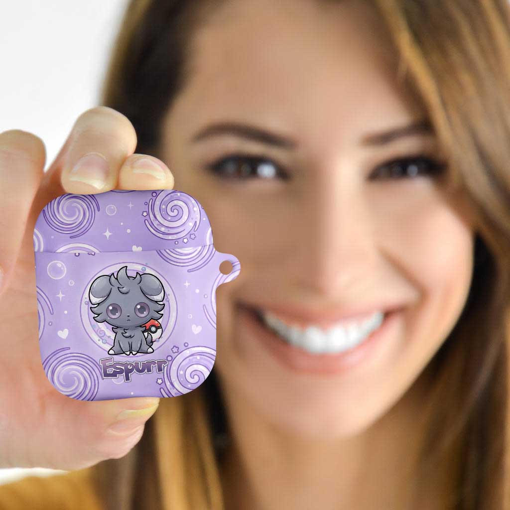 Espurr AirPods Case Hypnotic Pastel Psychic Swirl Art
