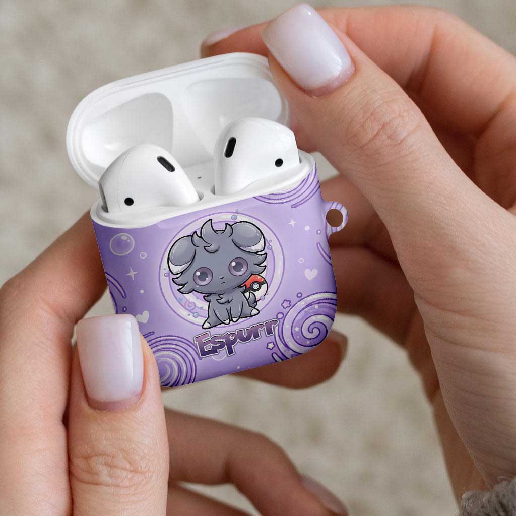 Espurr AirPods Case Hypnotic Pastel Psychic Swirl Art