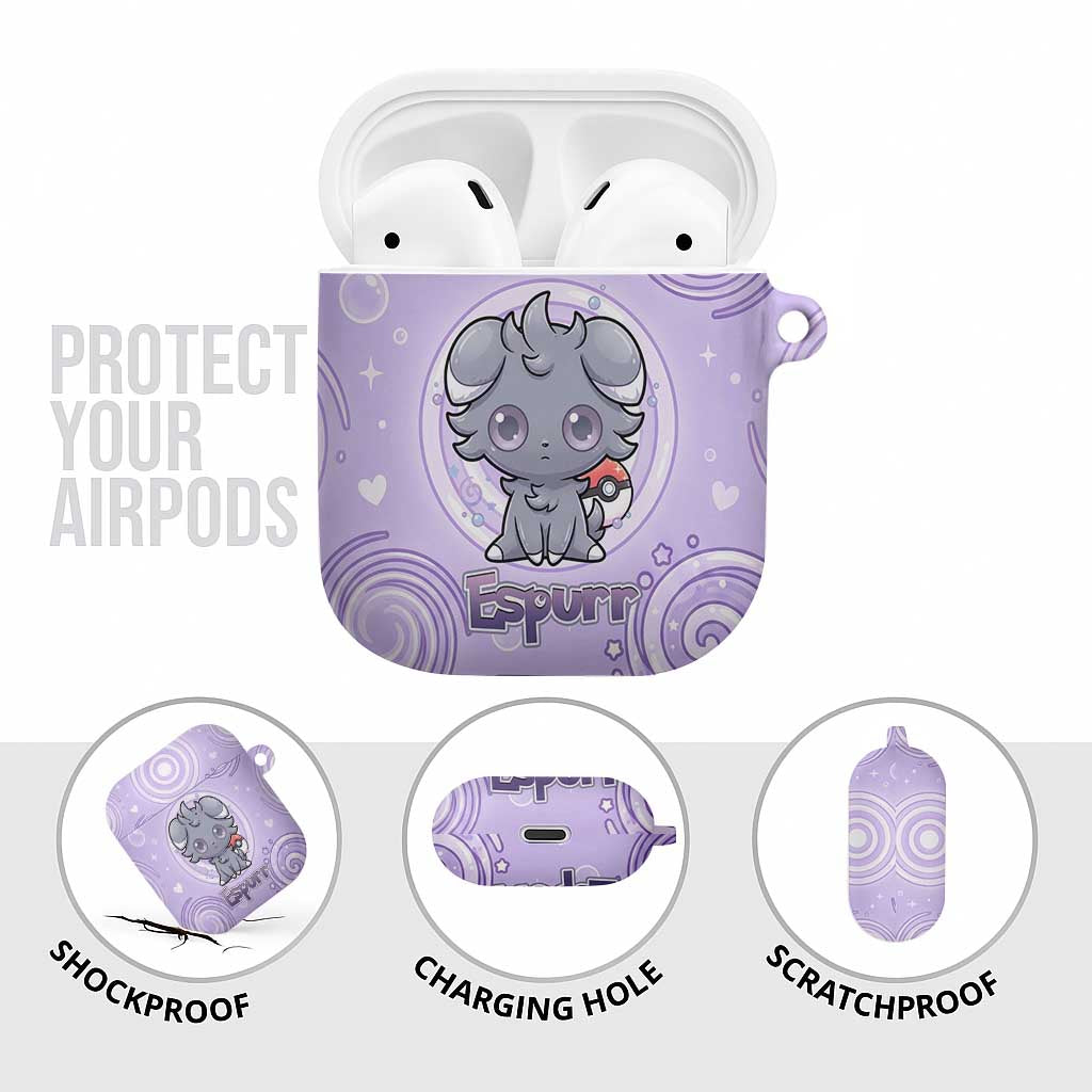 Espurr AirPods Case Hypnotic Pastel Psychic Swirl Art