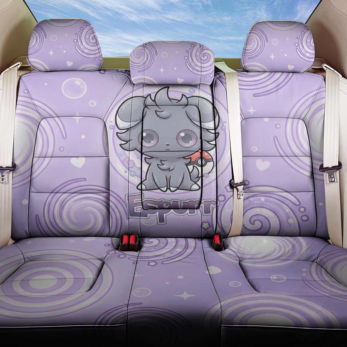 Espurr Back Car Seat Cover Hypnotic Pastel Psychic Swirl Art