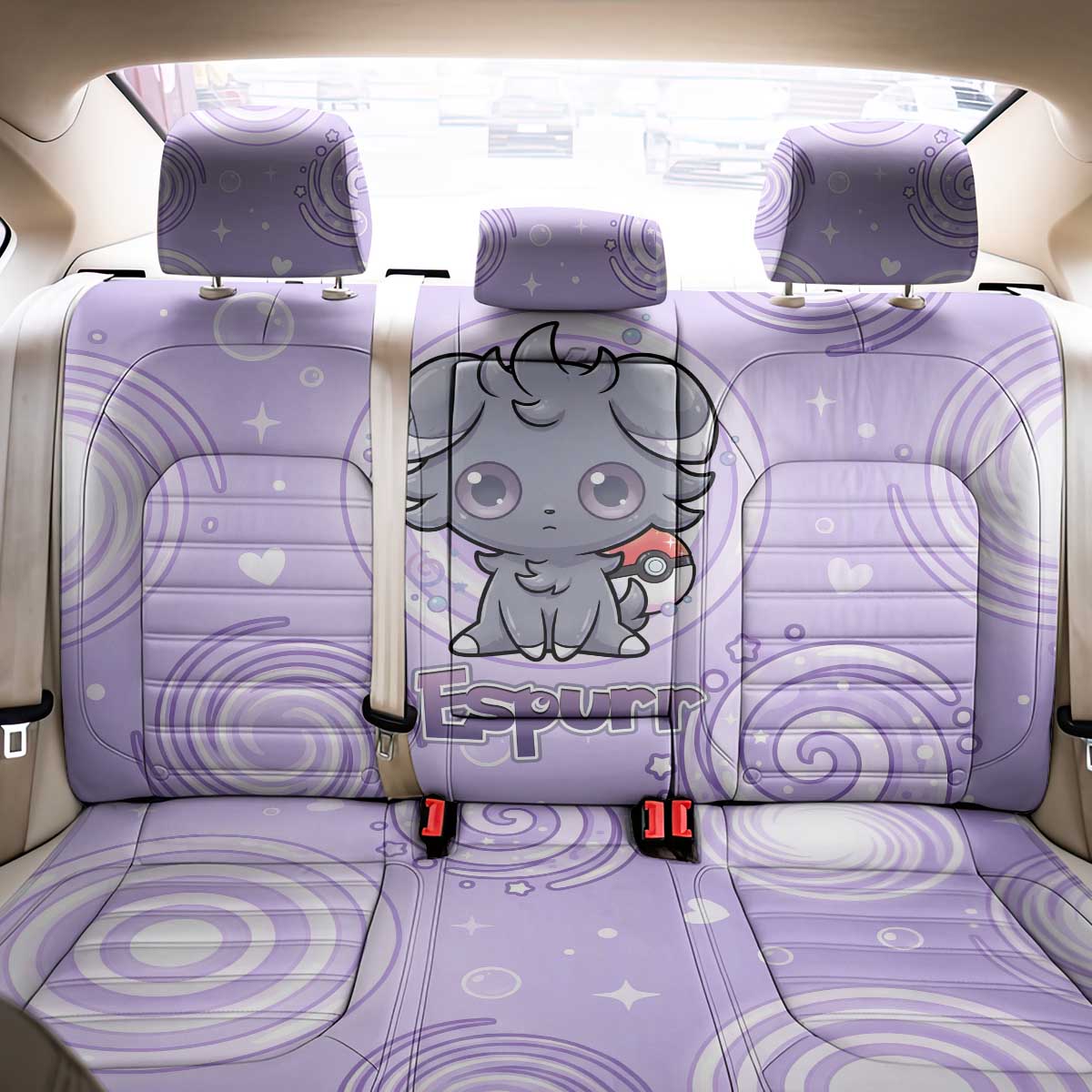 Espurr Back Car Seat Cover Hypnotic Pastel Psychic Swirl Art