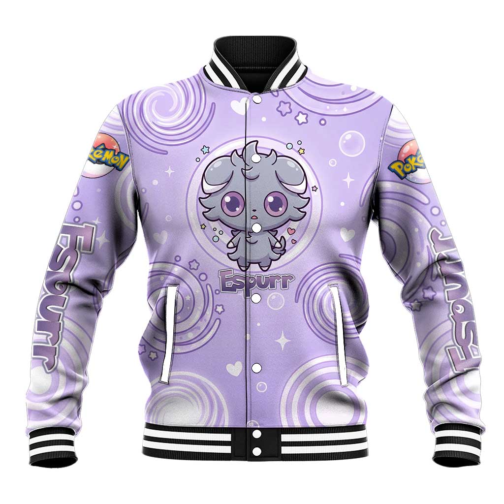Espurr Baseball Jacket Hypnotic Pastel Psychic Swirl Art