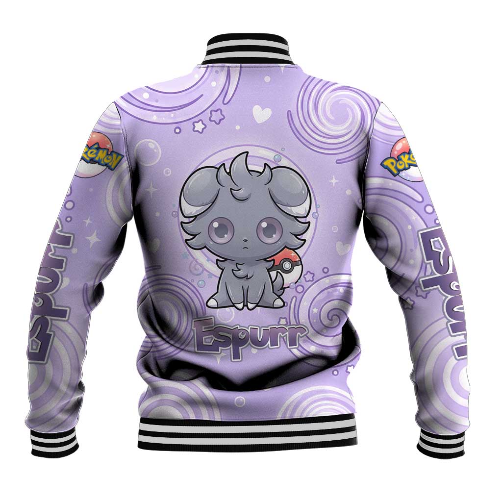 Espurr Baseball Jacket Hypnotic Pastel Psychic Swirl Art