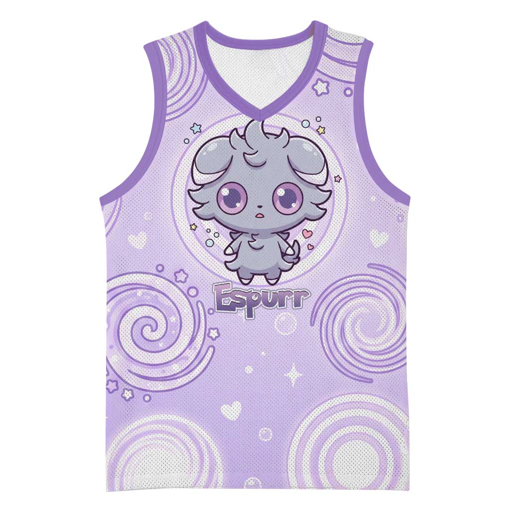 Espurr Basketball Jersey Hypnotic Pastel Psychic Swirl Art