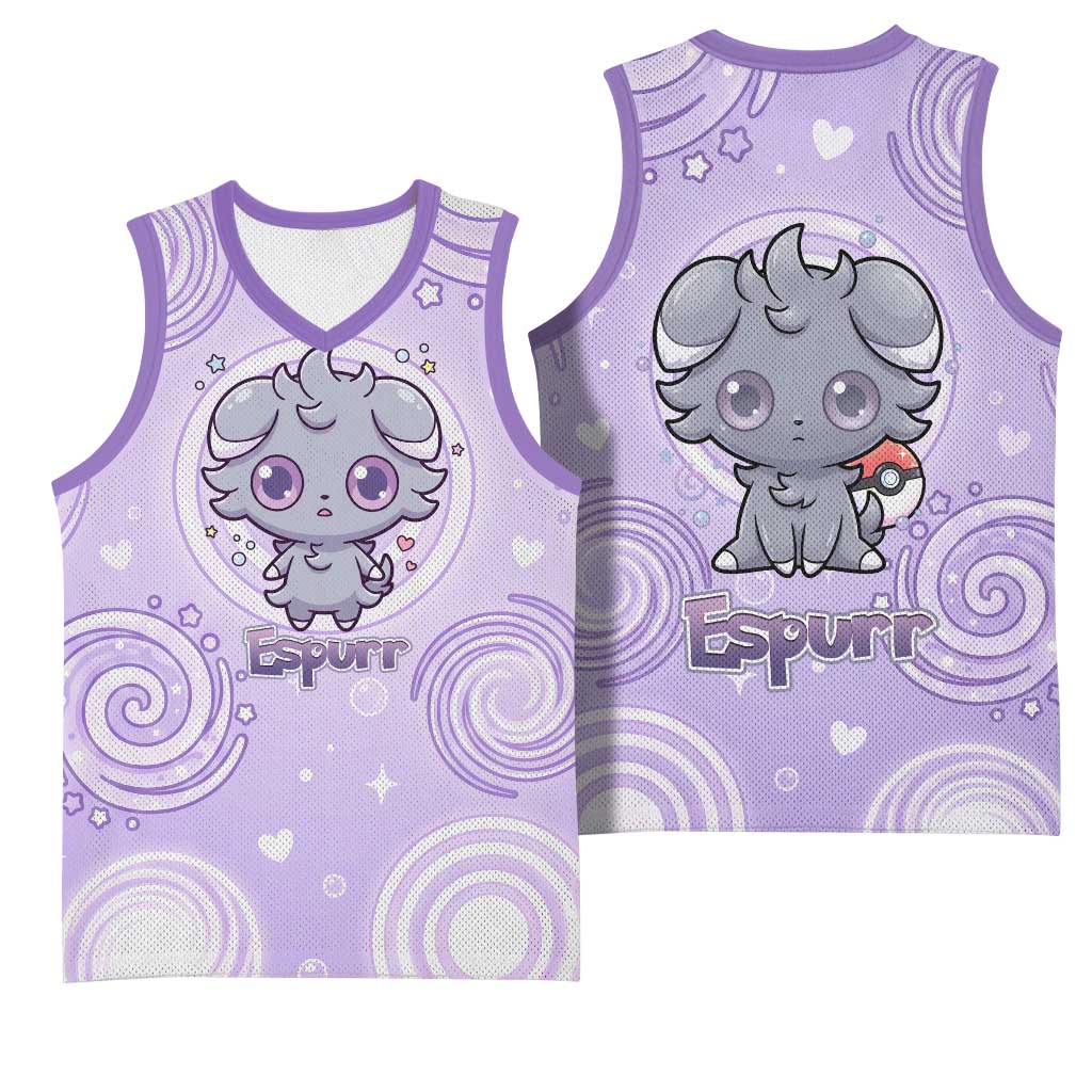 Espurr Basketball Jersey Hypnotic Pastel Psychic Swirl Art