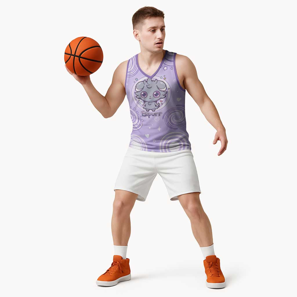 Espurr Basketball Jersey Hypnotic Pastel Psychic Swirl Art