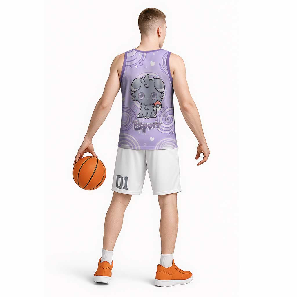Espurr Basketball Jersey Hypnotic Pastel Psychic Swirl Art