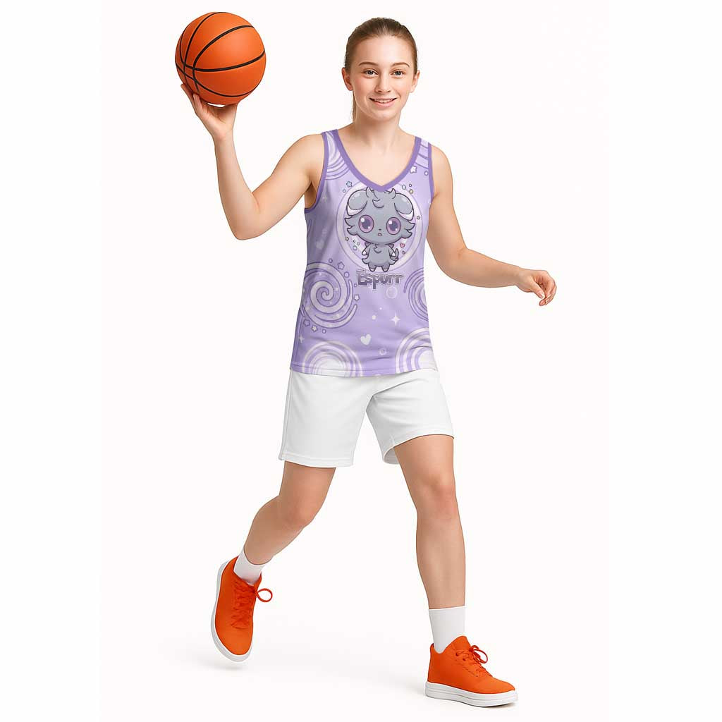 Espurr Basketball Jersey Hypnotic Pastel Psychic Swirl Art