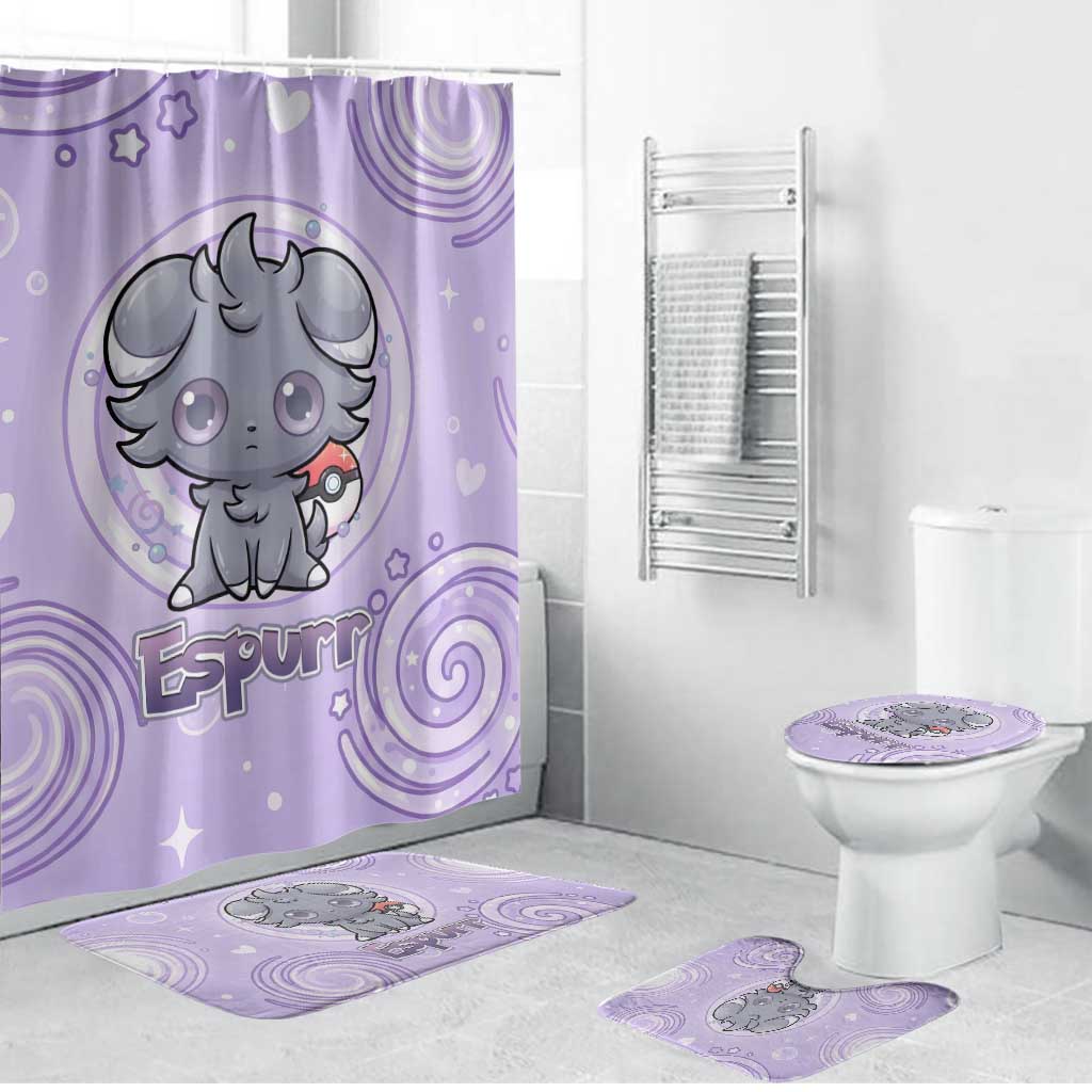 Espurr Bathroom Set Hypnotic Pastel Psychic Swirl Art
