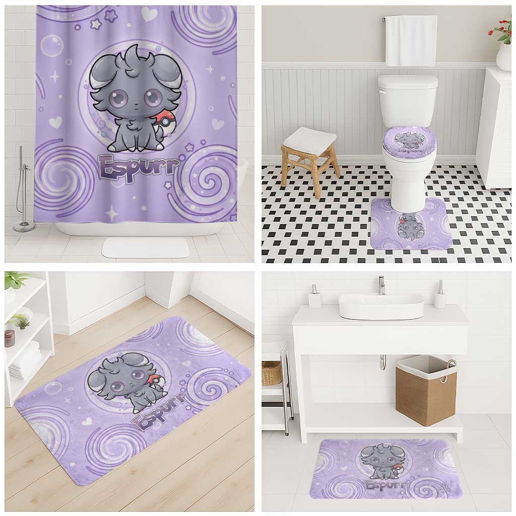 Espurr Bathroom Set Hypnotic Pastel Psychic Swirl Art
