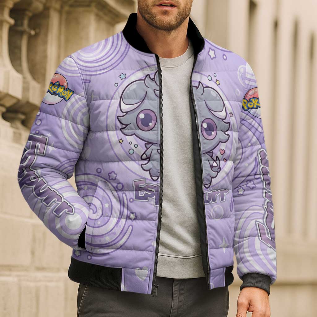 Espurr Bomber Puffer Jacket Hypnotic Pastel Psychic Swirl Art