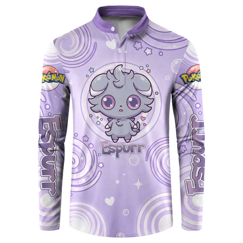 Espurr Button Sweatshirt Hypnotic Pastel Psychic Swirl Art