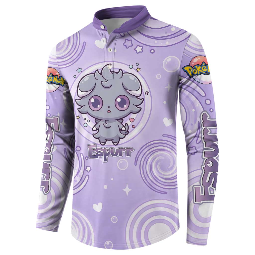Espurr Button Sweatshirt Hypnotic Pastel Psychic Swirl Art