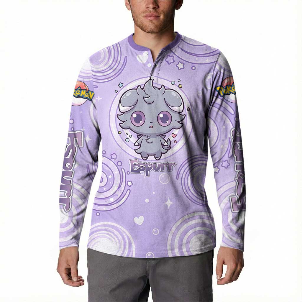 Espurr Button Sweatshirt Hypnotic Pastel Psychic Swirl Art