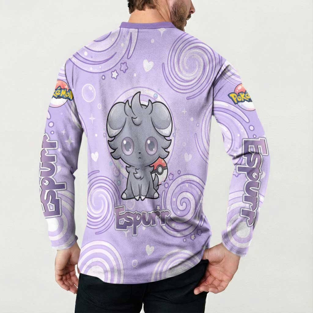 Espurr Button Sweatshirt Hypnotic Pastel Psychic Swirl Art