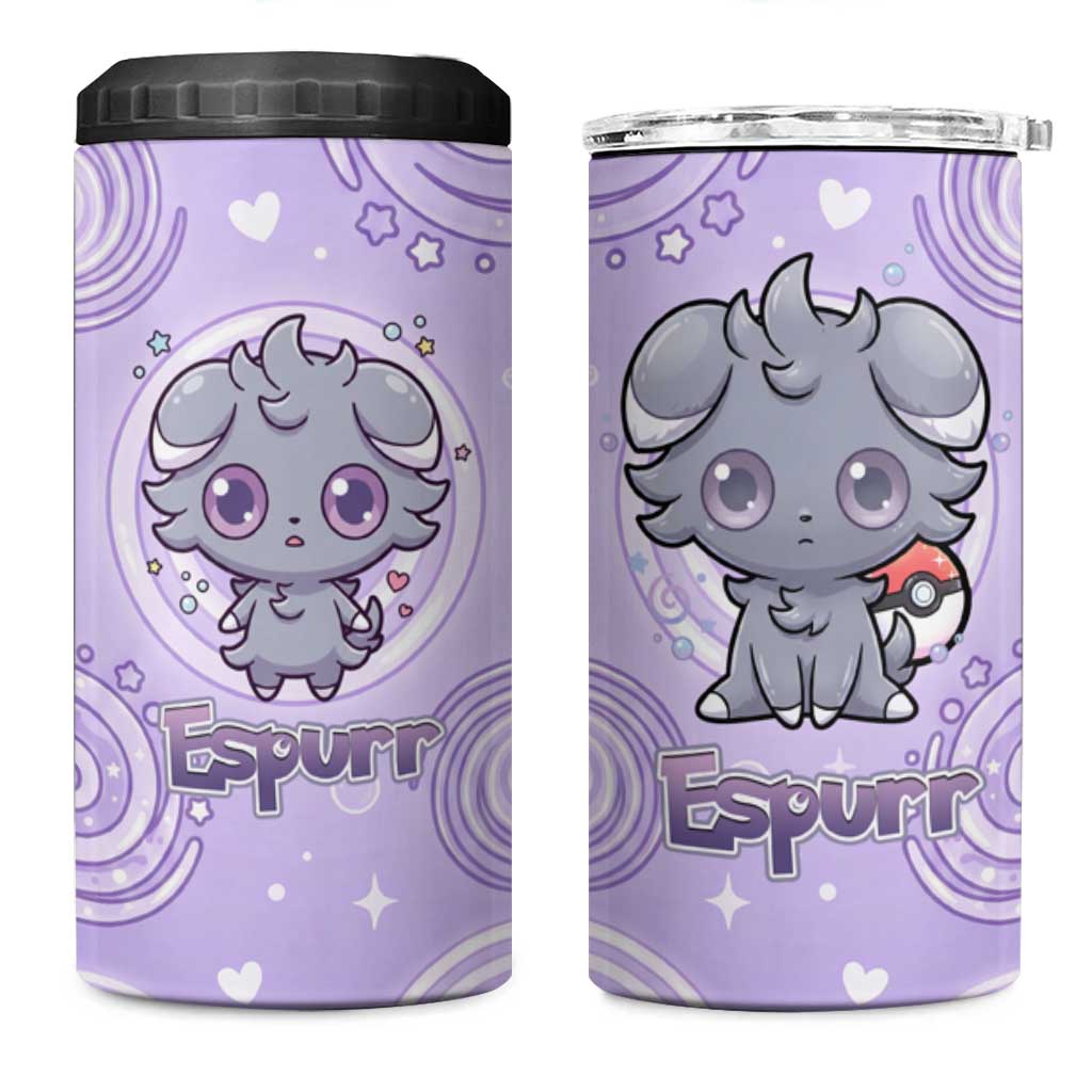 Espurr 4 in 1 Can Cooler Tumbler Hypnotic Pastel Psychic Swirl Art
