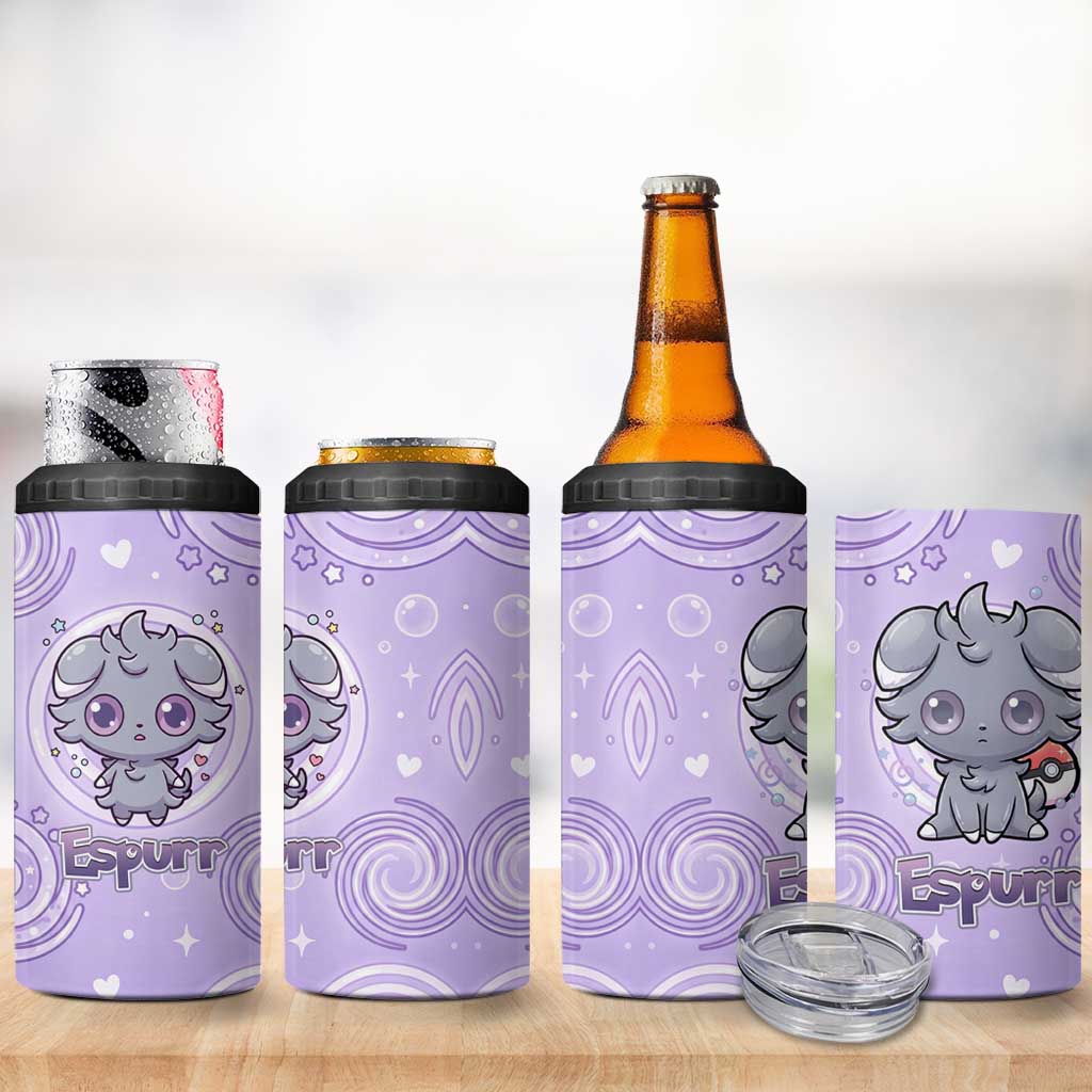 Espurr 4 in 1 Can Cooler Tumbler Hypnotic Pastel Psychic Swirl Art