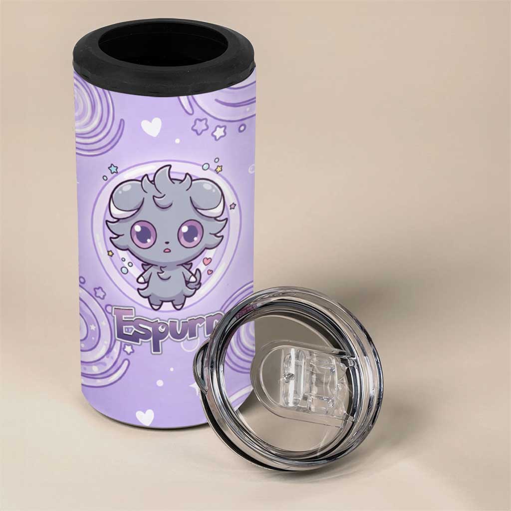 Espurr 4 in 1 Can Cooler Tumbler Hypnotic Pastel Psychic Swirl Art