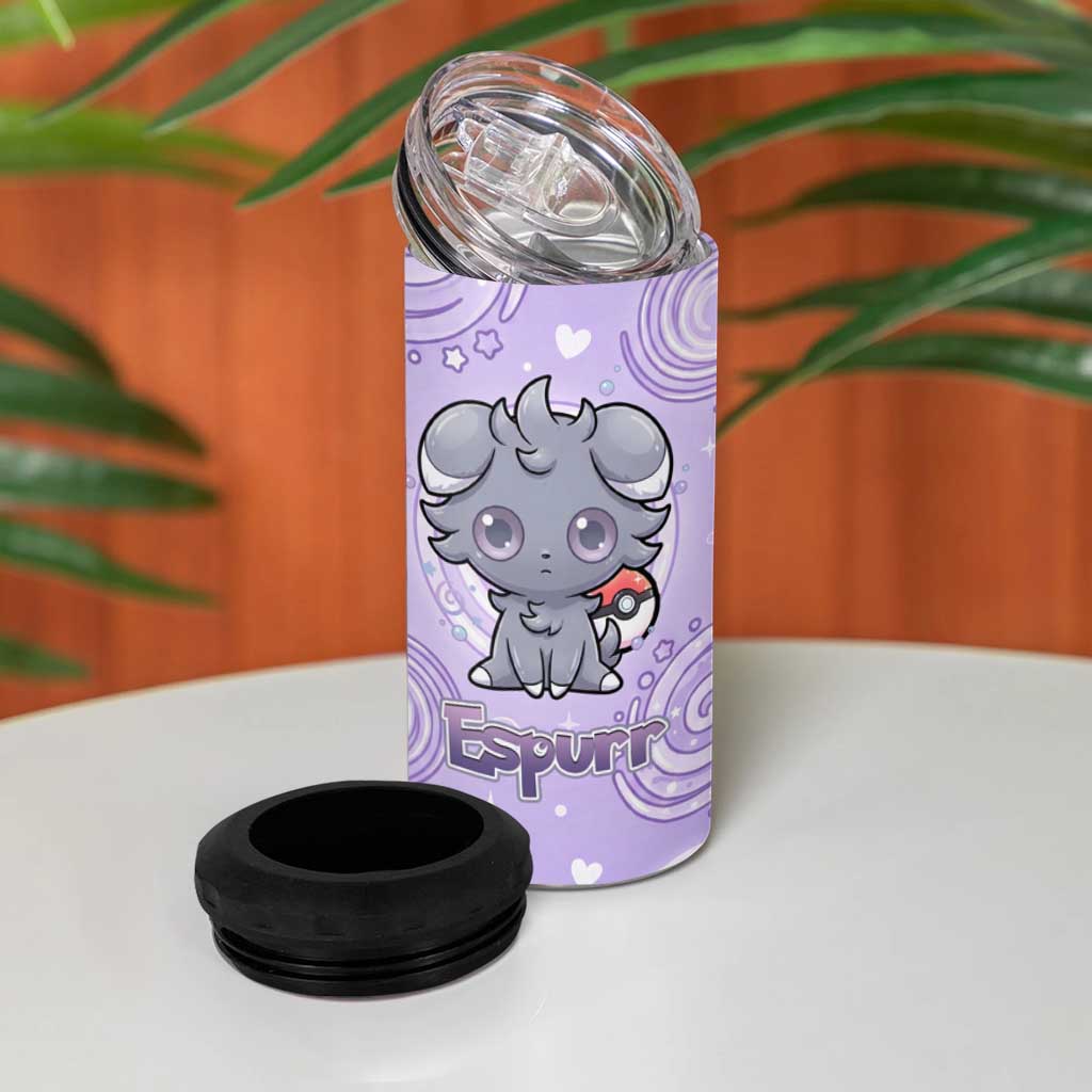 Espurr 4 in 1 Can Cooler Tumbler Hypnotic Pastel Psychic Swirl Art