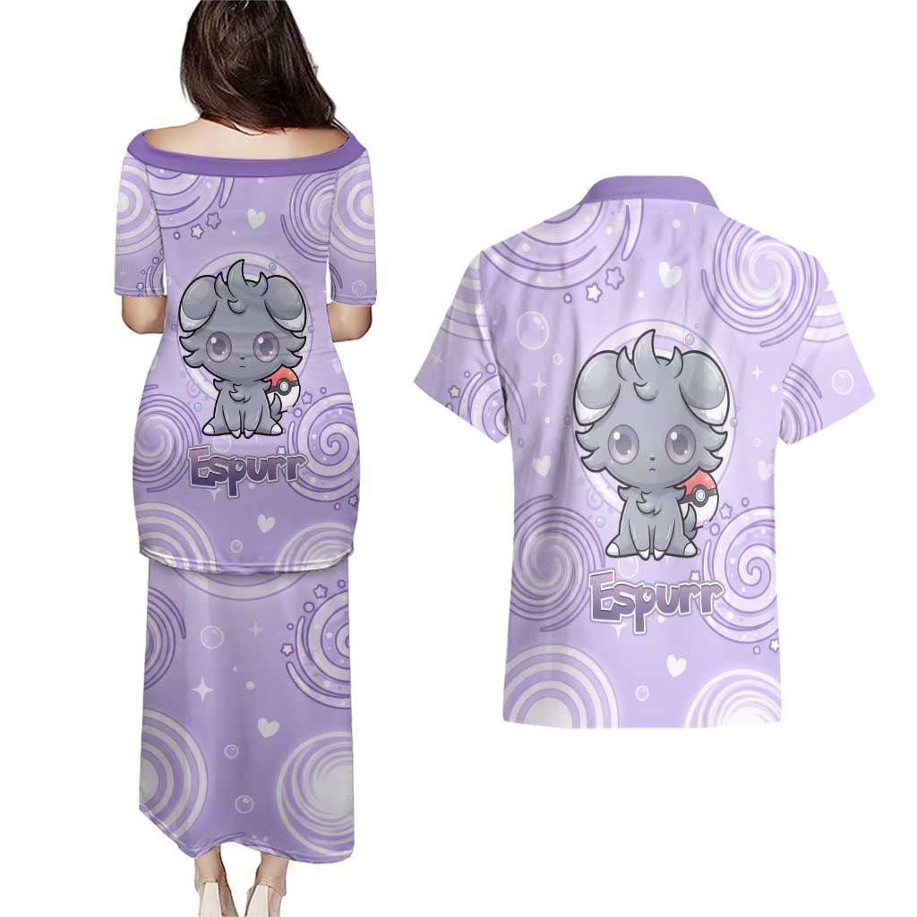 Espurr Couples Matching Puletasi and Hawaiian Shirt Hypnotic Pastel Psychic Swirl Art