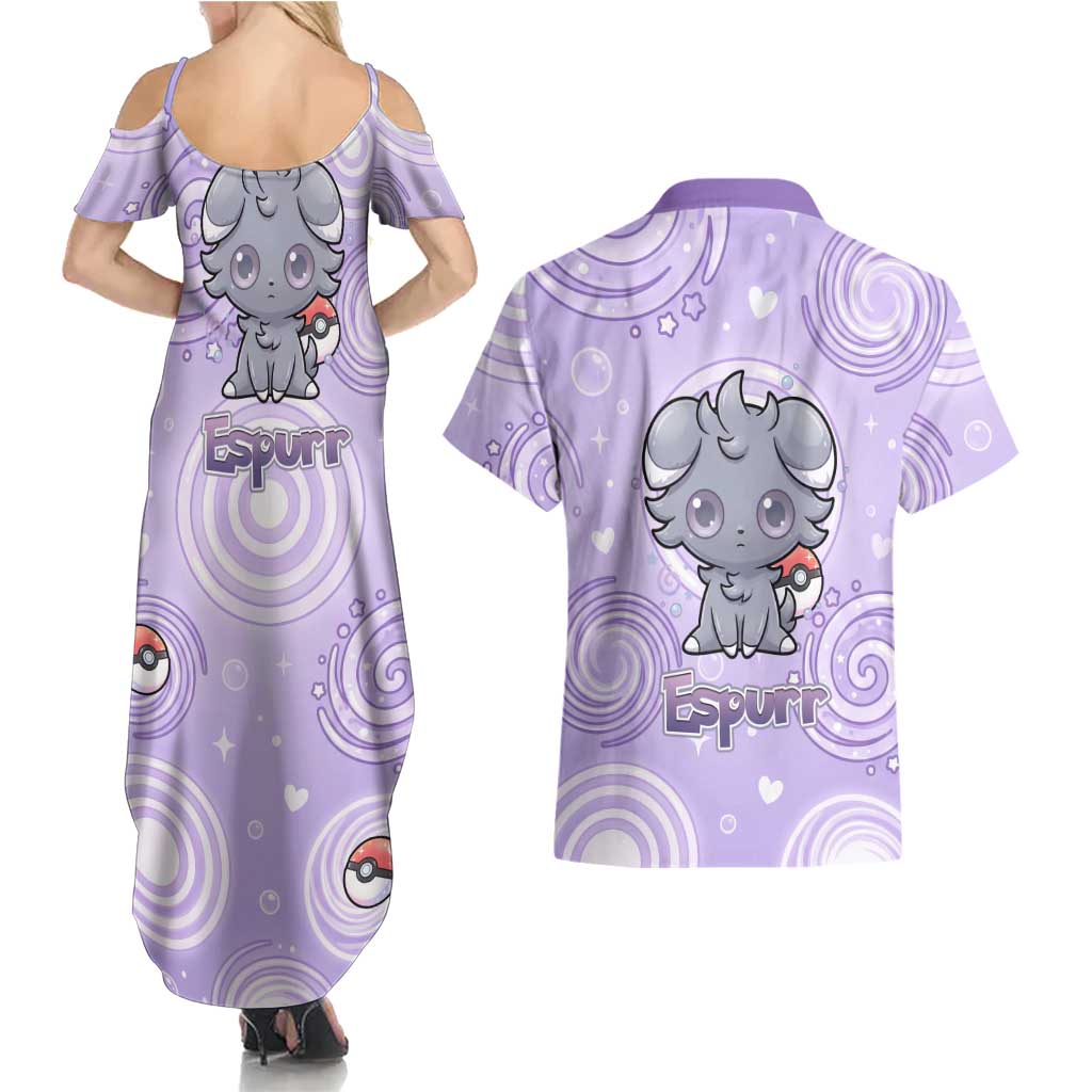 Espurr Couples Matching Summer Maxi Dress and Hawaiian Shirt Hypnotic Pastel Psychic Swirl Art