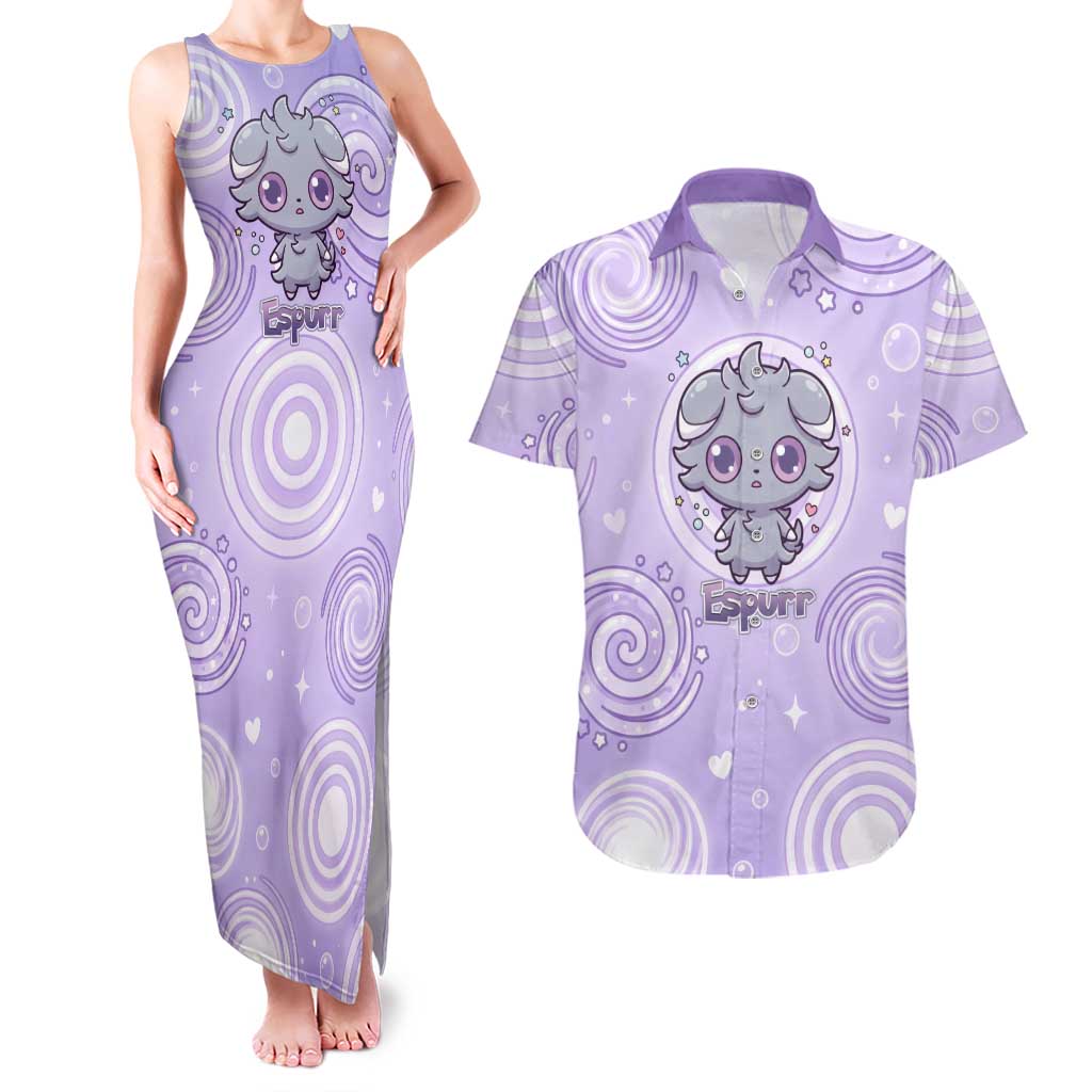 Espurr Couples Matching Tank Maxi Dress and Hawaiian Shirt Hypnotic Pastel Psychic Swirl Art