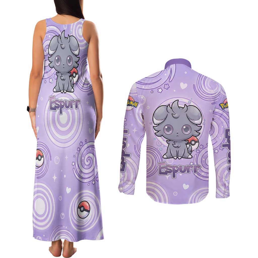 Espurr Couples Matching Tank Maxi Dress and Long Sleeve Button Shirt Hypnotic Pastel Psychic Swirl Art