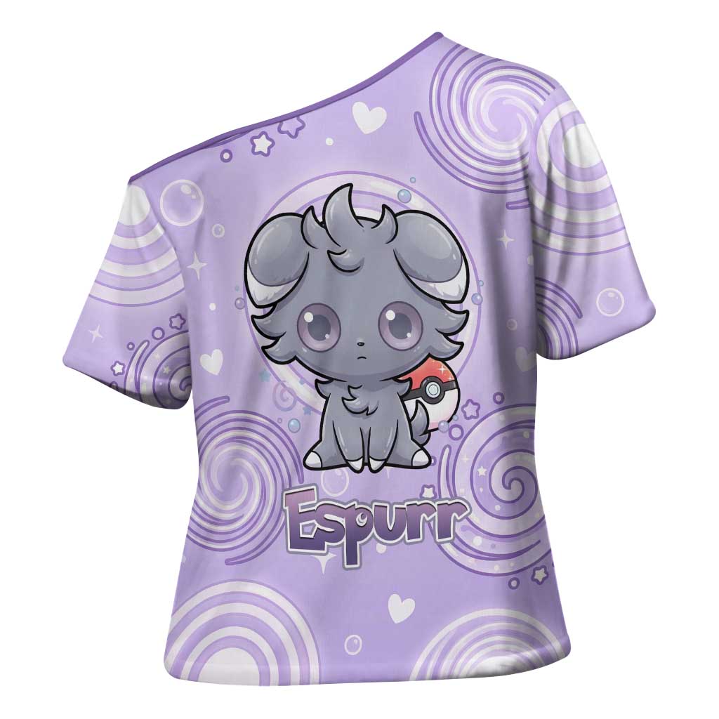 Espurr Cross Shoulder Shirt Hypnotic Pastel Psychic Swirl Art