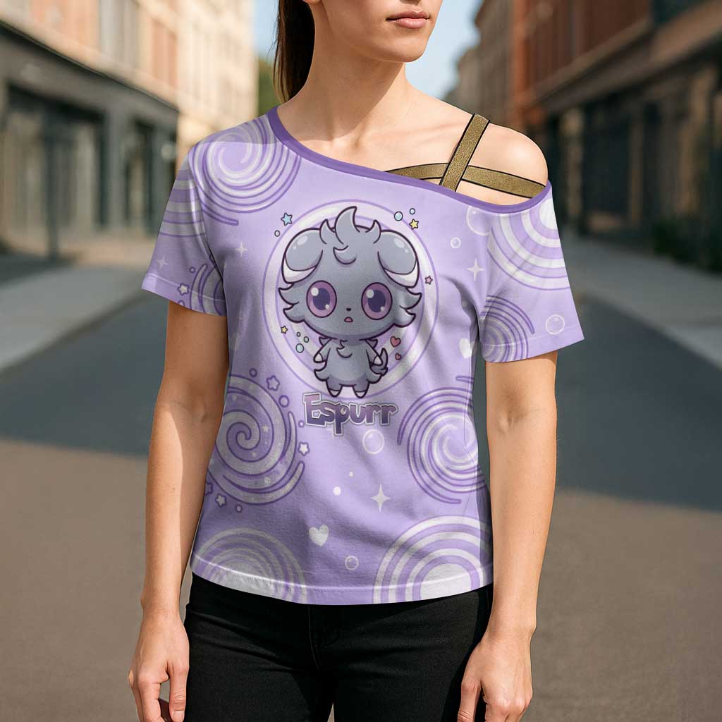 Espurr Cross Shoulder Shirt Hypnotic Pastel Psychic Swirl Art