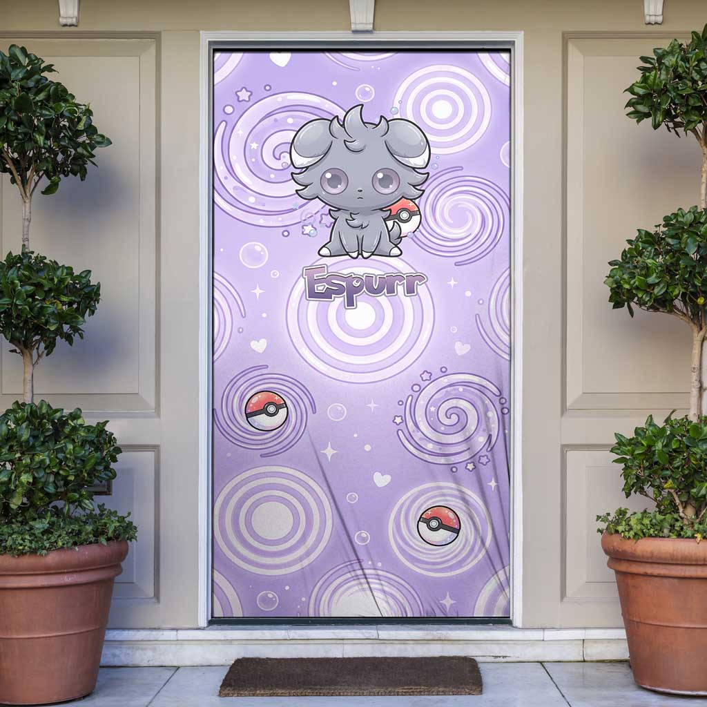 Espurr Door Cover Hypnotic Pastel Psychic Swirl Art