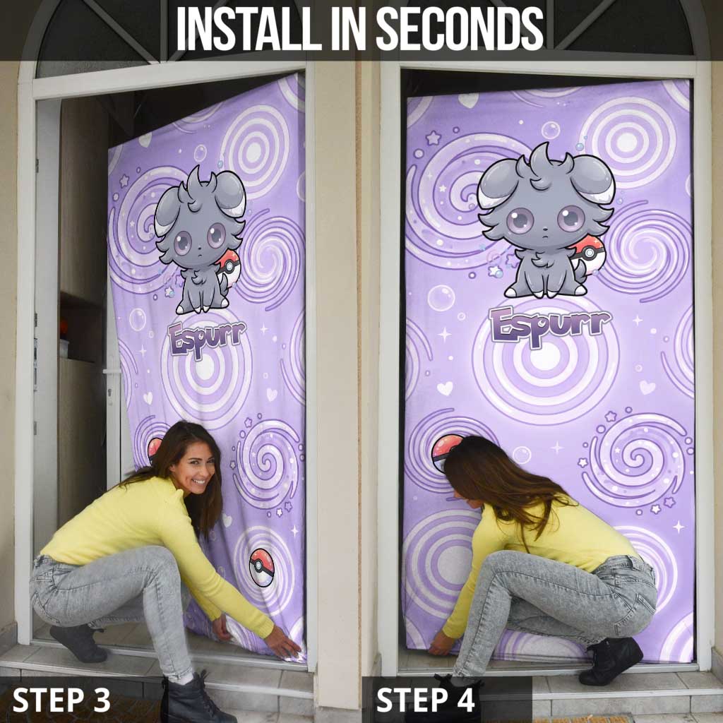 Espurr Door Cover Hypnotic Pastel Psychic Swirl Art