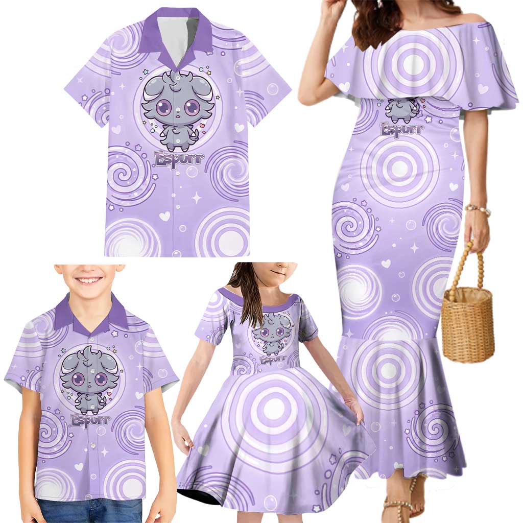 Espurr Family Matching Mermaid Dress and Hawaiian Shirt Hypnotic Pastel Psychic Swirl Art