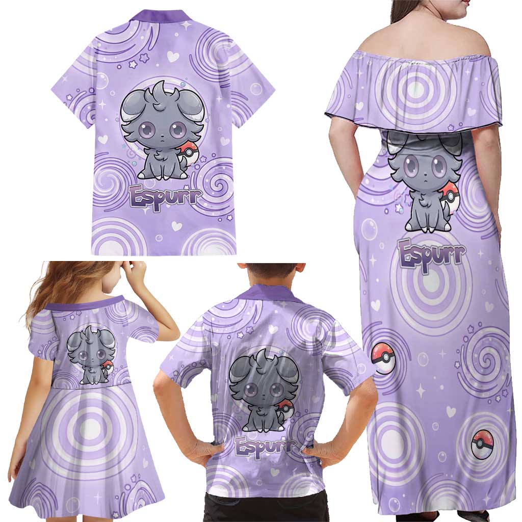 Espurr Family Matching Off Shoulder Maxi Dress and Hawaiian Shirt Hypnotic Pastel Psychic Swirl Art