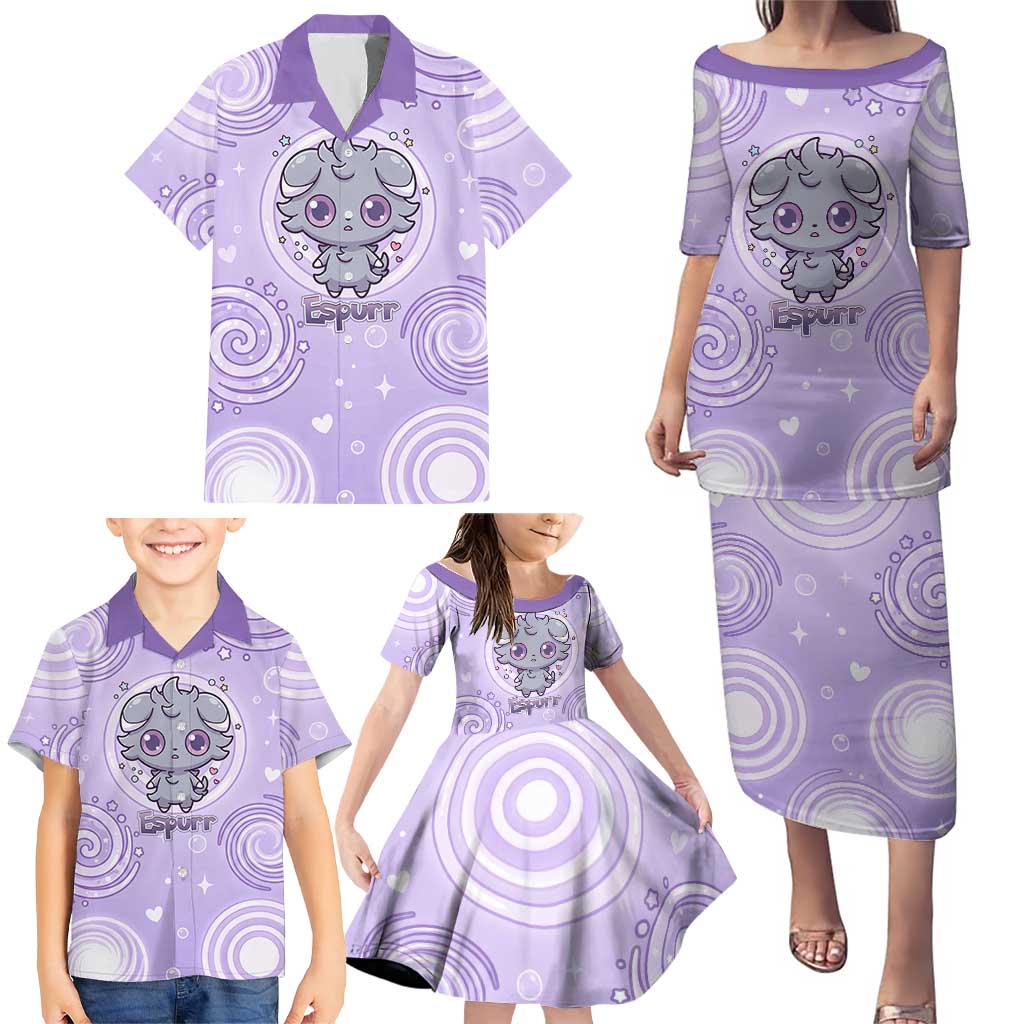 Espurr Family Matching Puletasi and Hawaiian Shirt Hypnotic Pastel Psychic Swirl Art