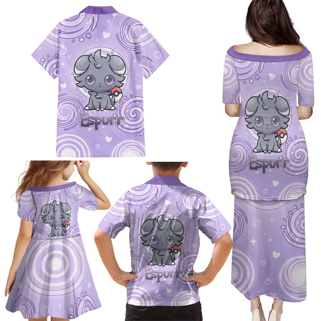 Espurr Family Matching Puletasi and Hawaiian Shirt Hypnotic Pastel Psychic Swirl Art