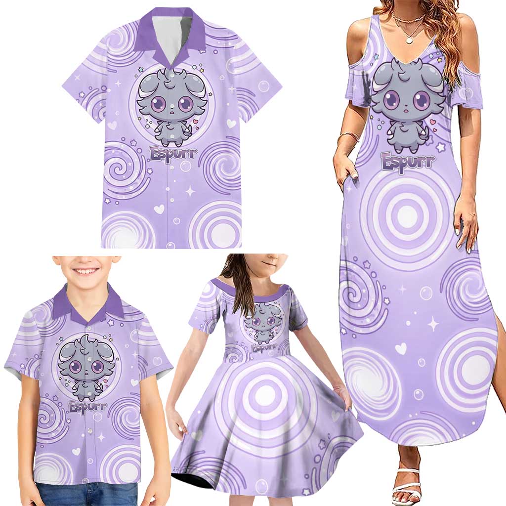 Espurr Family Matching Summer Maxi Dress and Hawaiian Shirt Hypnotic Pastel Psychic Swirl Art