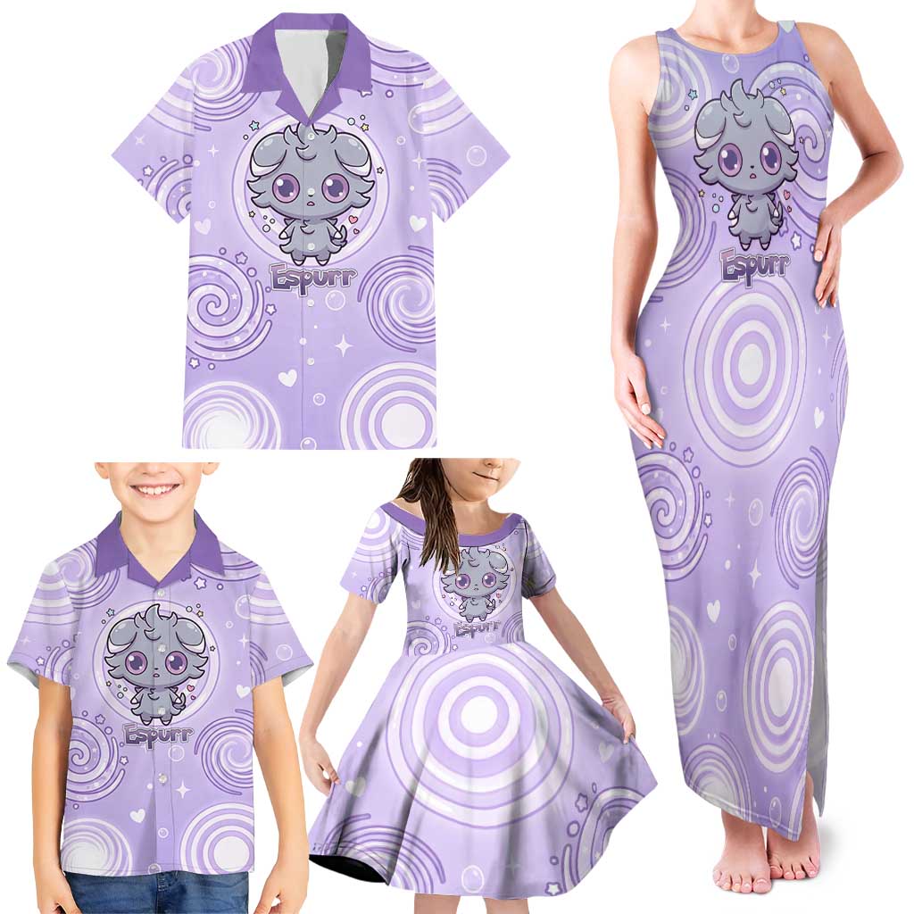 Espurr Family Matching Tank Maxi Dress and Hawaiian Shirt Hypnotic Pastel Psychic Swirl Art