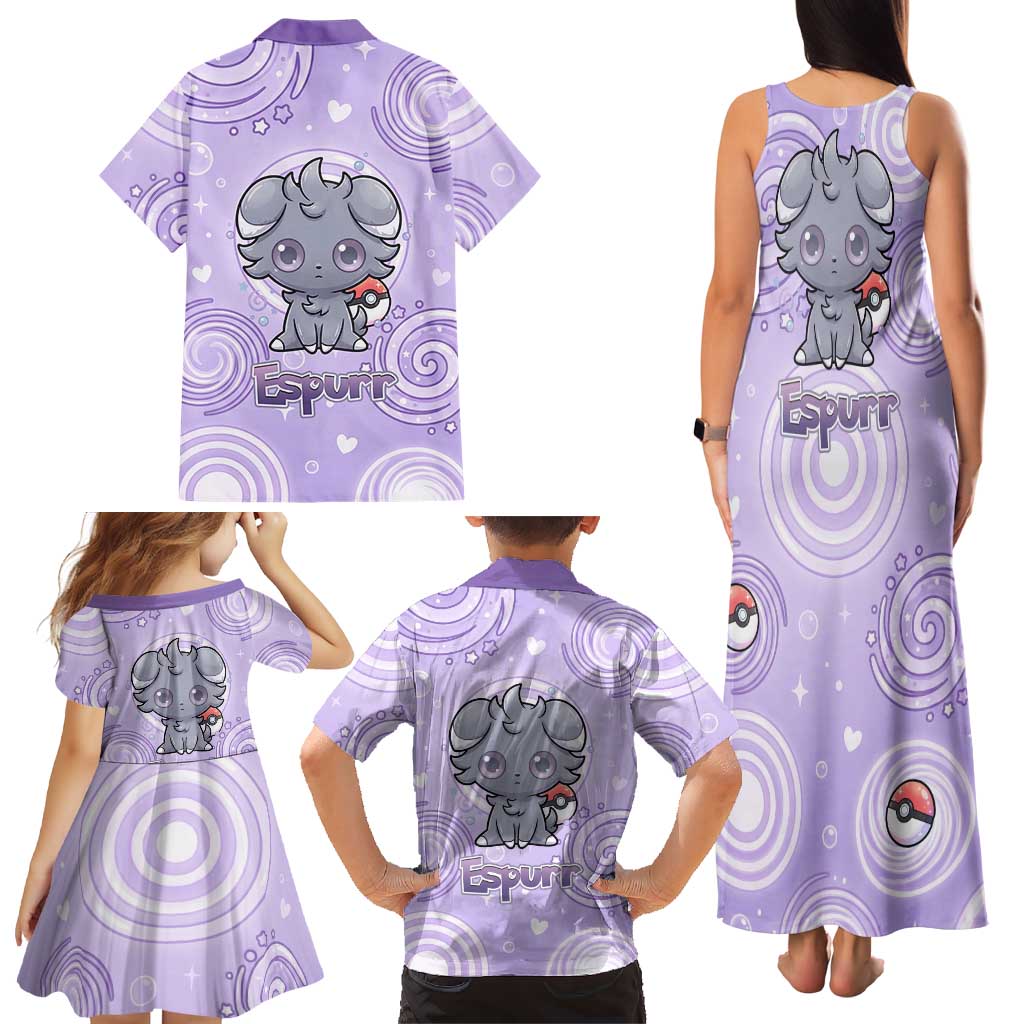Espurr Family Matching Tank Maxi Dress and Hawaiian Shirt Hypnotic Pastel Psychic Swirl Art