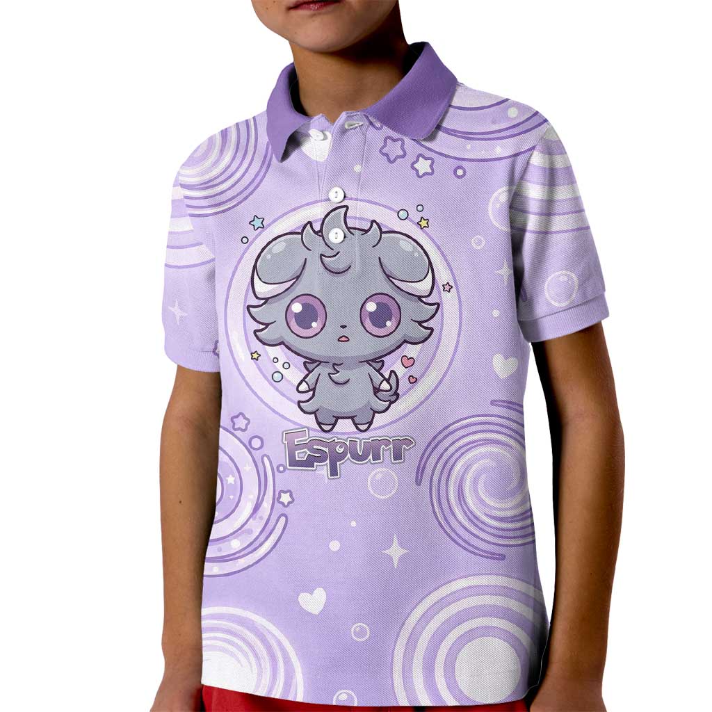 Espurr Kid Polo Shirt Hypnotic Pastel Psychic Swirl Art