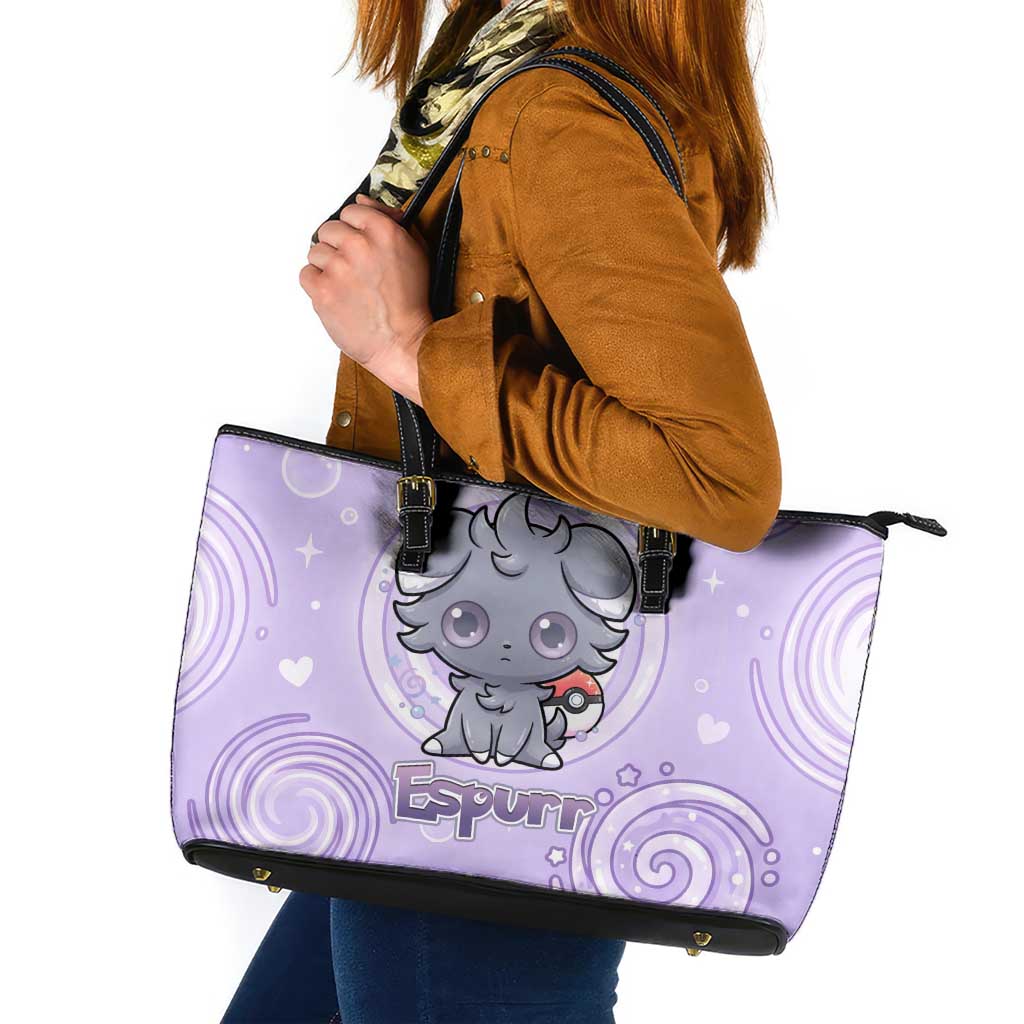 Espurr Leather Tote Bag Hypnotic Pastel Psychic Swirl Art