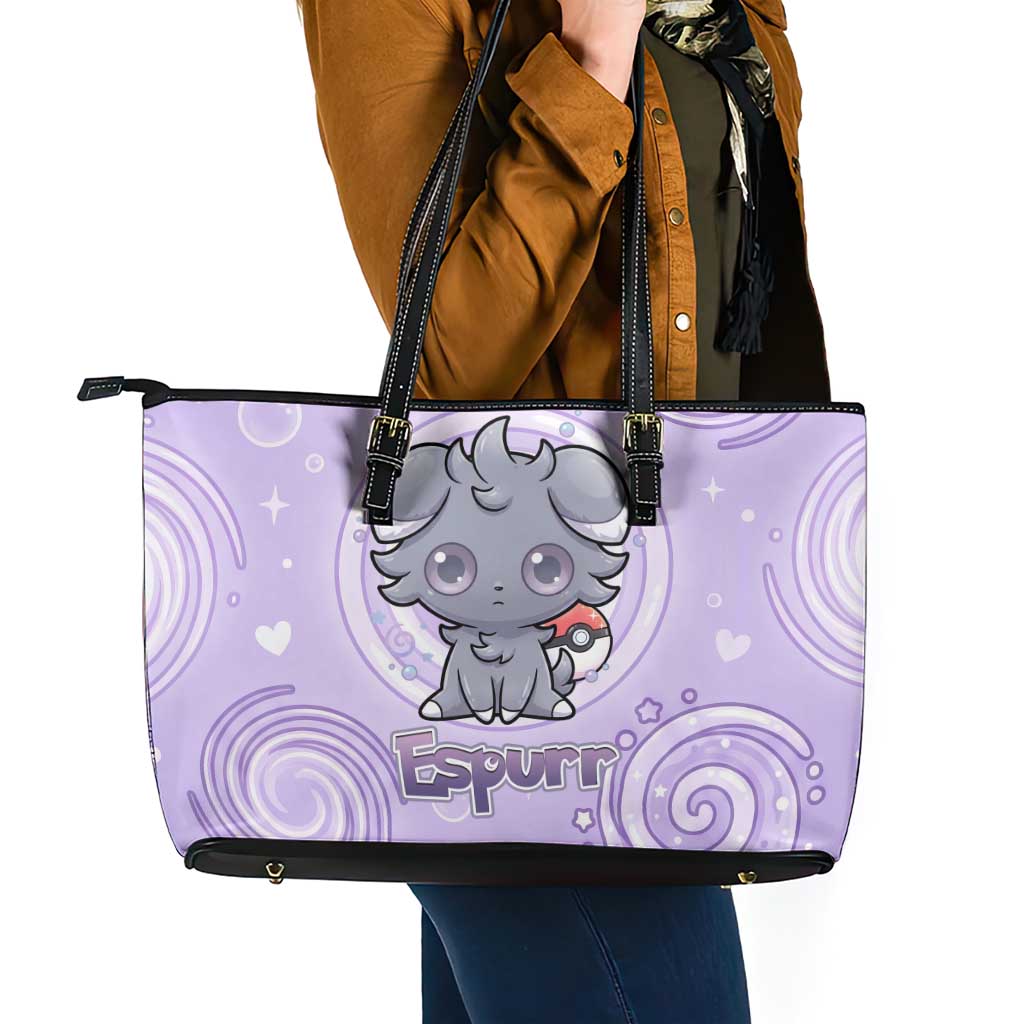 Espurr Leather Tote Bag Hypnotic Pastel Psychic Swirl Art