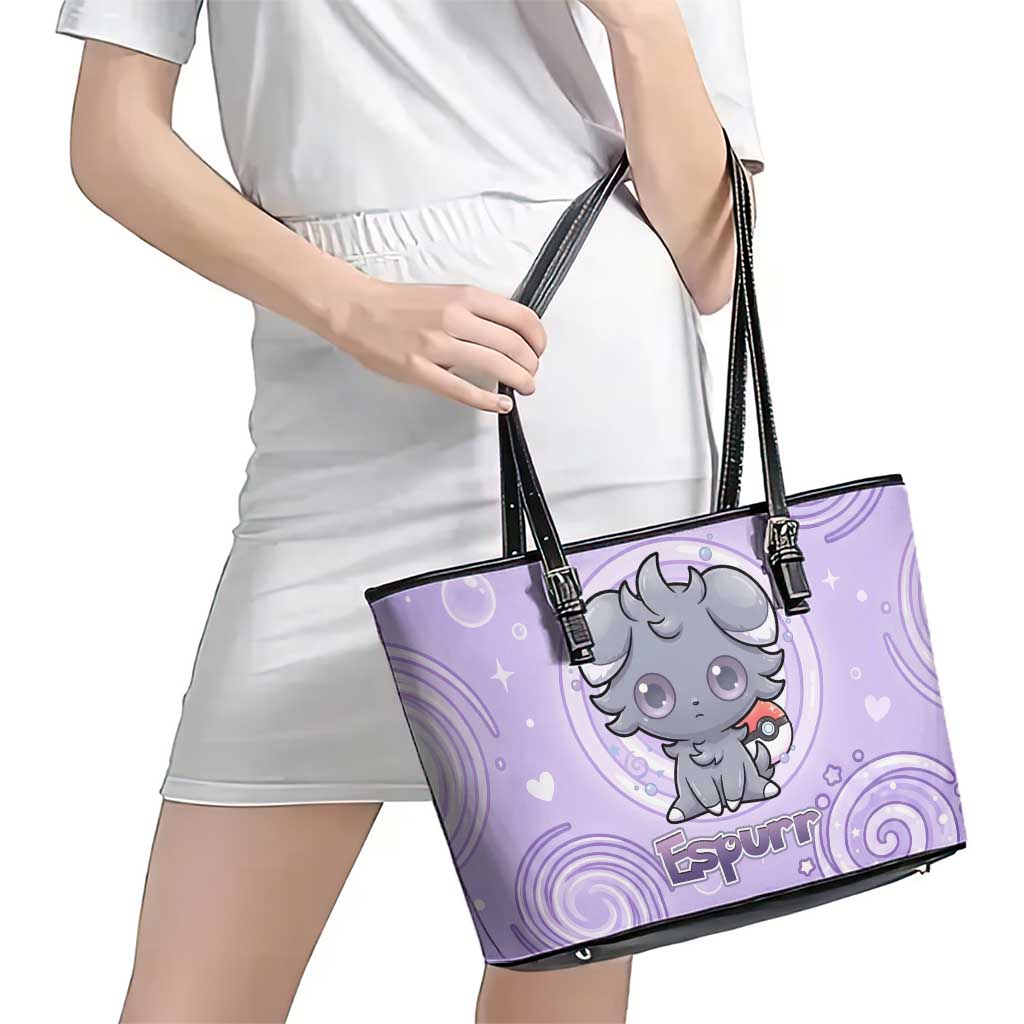 Espurr Leather Tote Bag Hypnotic Pastel Psychic Swirl Art