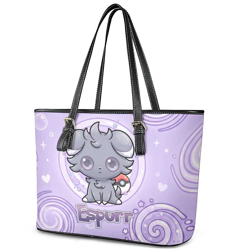 Espurr Leather Tote Bag Hypnotic Pastel Psychic Swirl Art